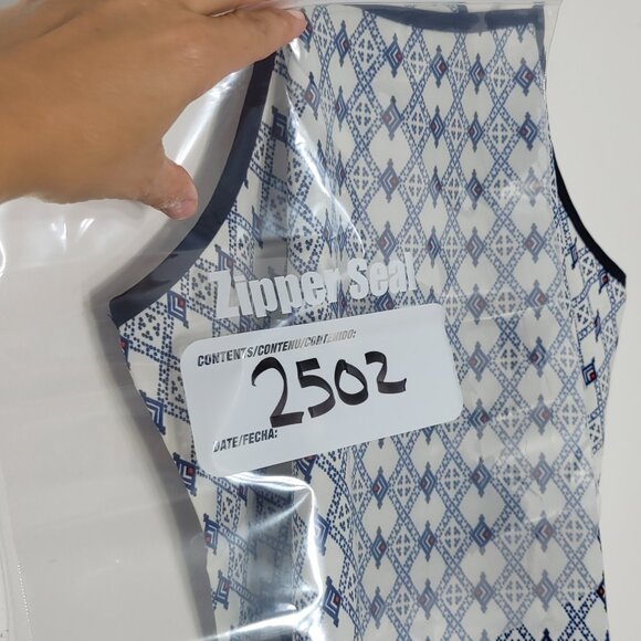 Papaya Women's Blue White & Red Geometric Print Sleeveless Spaghetti Top Dress - Picture 8 of 8